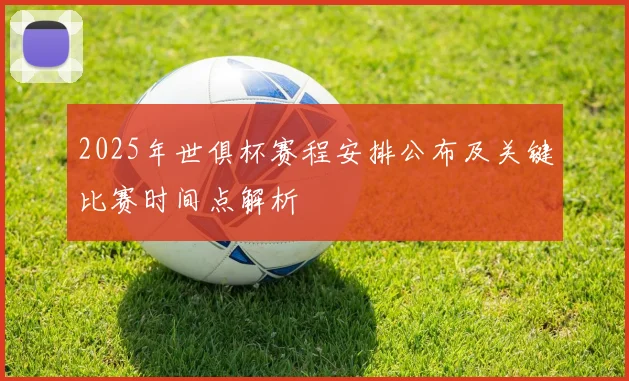 2025年世俱杯赛程安排公布及关键比赛时间点解析